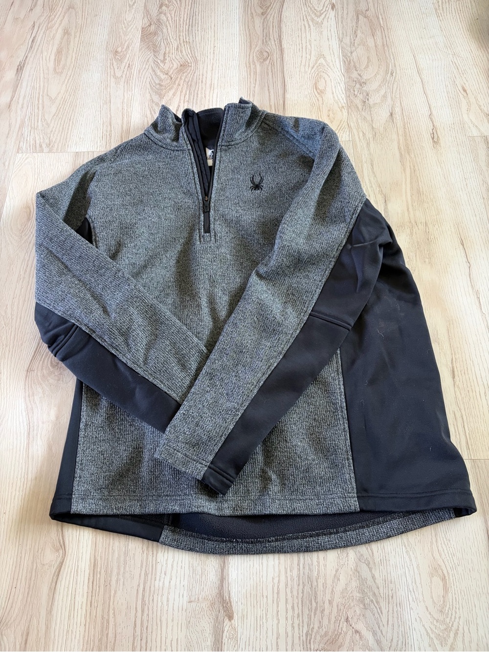 Spyder Black and Gray Fleece-Lined Half-Zip Pullover